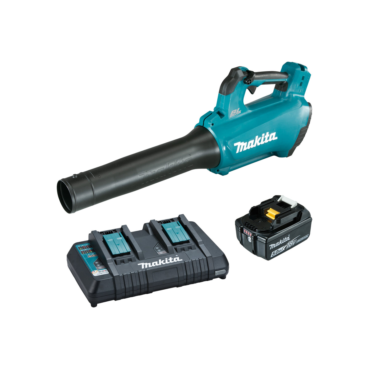 Makita 18V BRUSHLESS Blower Kit - Includes 1 x 5.0Ah Battery & Dual Port Rapid Charger (DUB184PT)