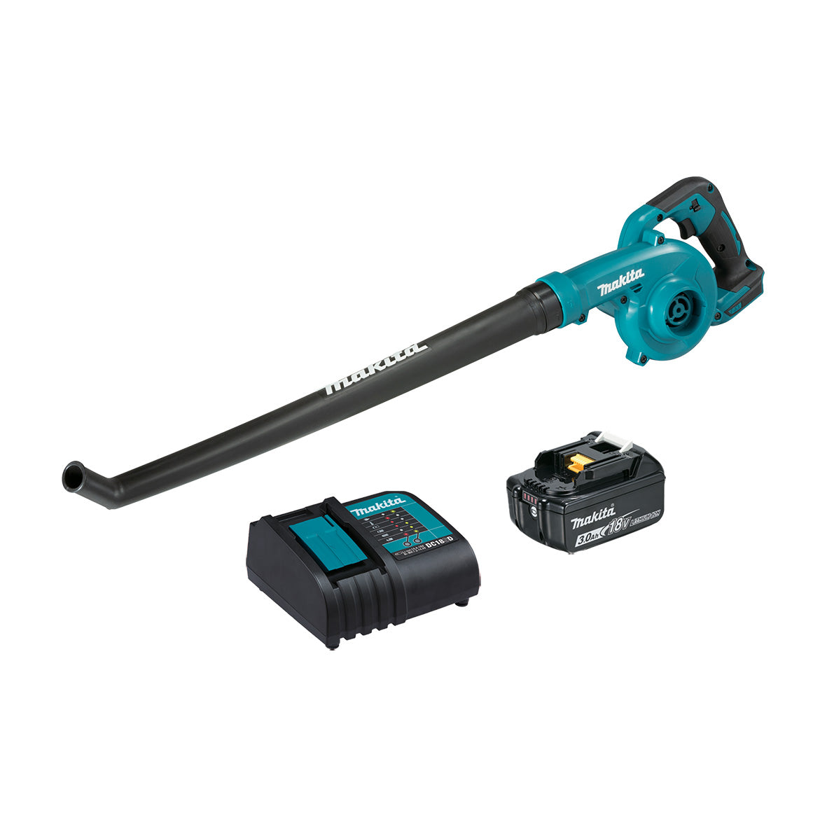 Makita 18V Blower Kit, Long Nozzle - Includes 1 x 3.0Ah Battery & Charger (DUB186SF)