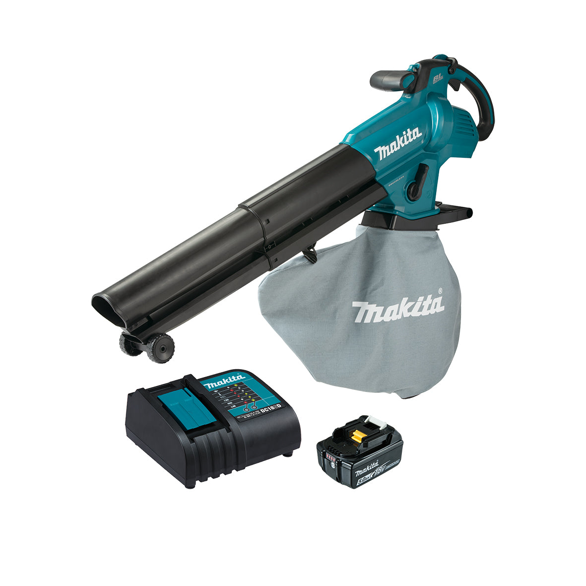 Makita 18V BRUSHLESS Blower Vacuum Kit - Includes 1 x 5.0Ah Battery & Charger (DUB187T003)