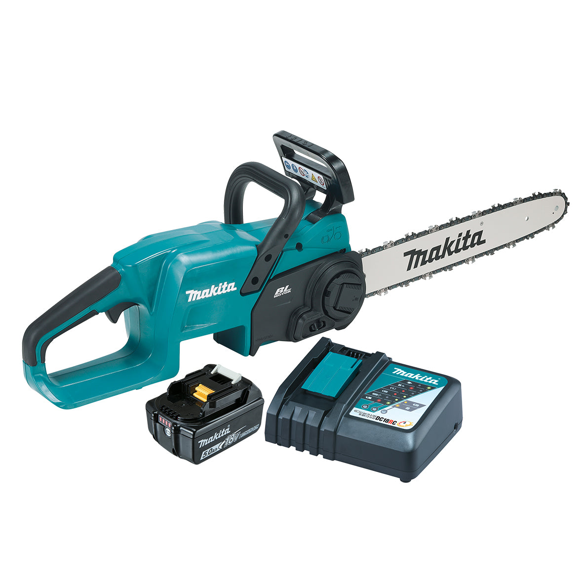 Makita 18V 400mm BRUSHLESS Chainsaw  Kit - Includes 1 x 5.0Ah Battery & Rapid Charger (DUC407RTX2)