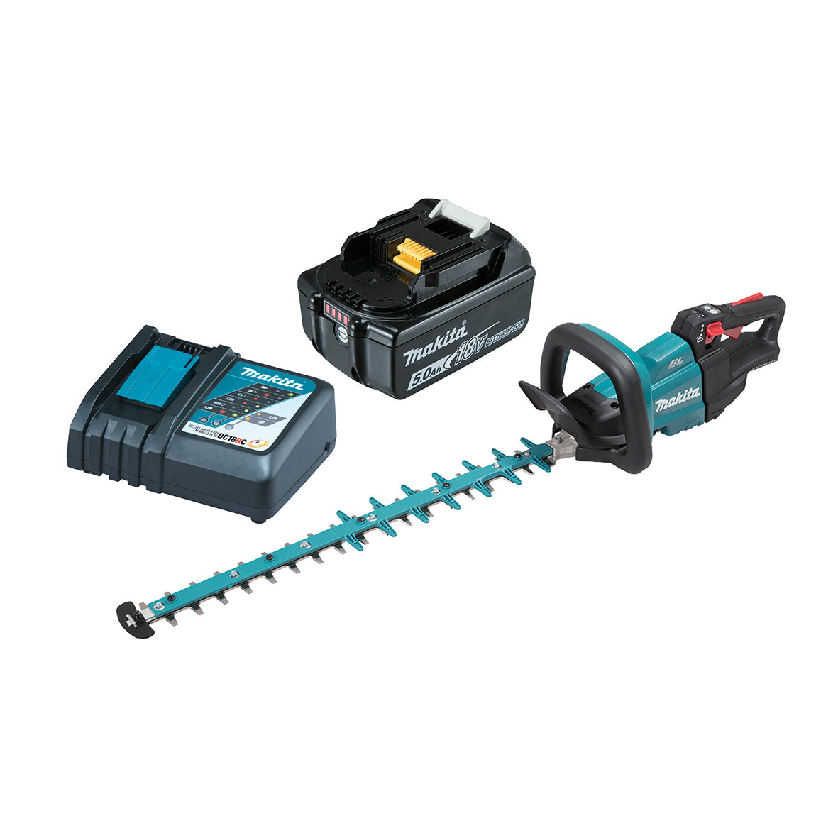 Makita 18V BRUSHLESS 600mm Hedge Trimmer Kit - Includes 5.0Ah Battery & Rapid Charger (DUH602RT)