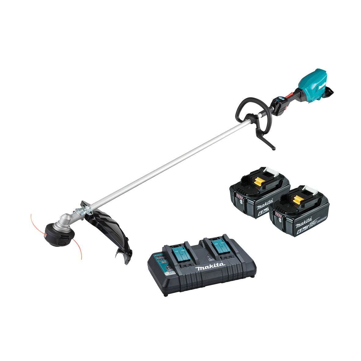 Makita 18Vx2 BRUSHLESS Loop Handle Line Trimmer Kit - Includes 2 x 6.0Ah Batteries & Dual Port Rapid Charger (DUR369LPG2)