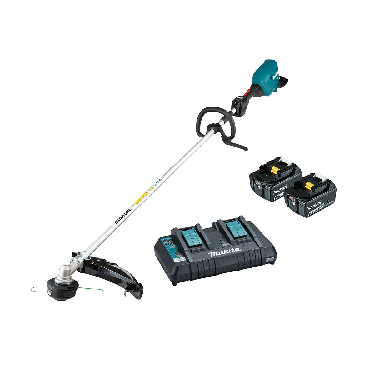 Makita 18Vx2 BRUSHLESS Loop Handle Line Trimmer Kit - Includes 2 x 5.0Ah Batteries & Dual Port Rapid Charger (DUR369LPT2)