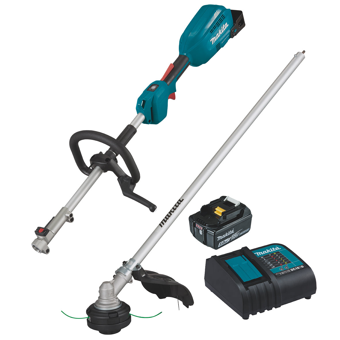 Makita 18V BRUSHLESS Multi-Function Powerhead & EM409MP Straight Shaft Brushcutter Attachment Kit Includes: 1x 5.0Ah Battery & Charger (DUX18STX2)