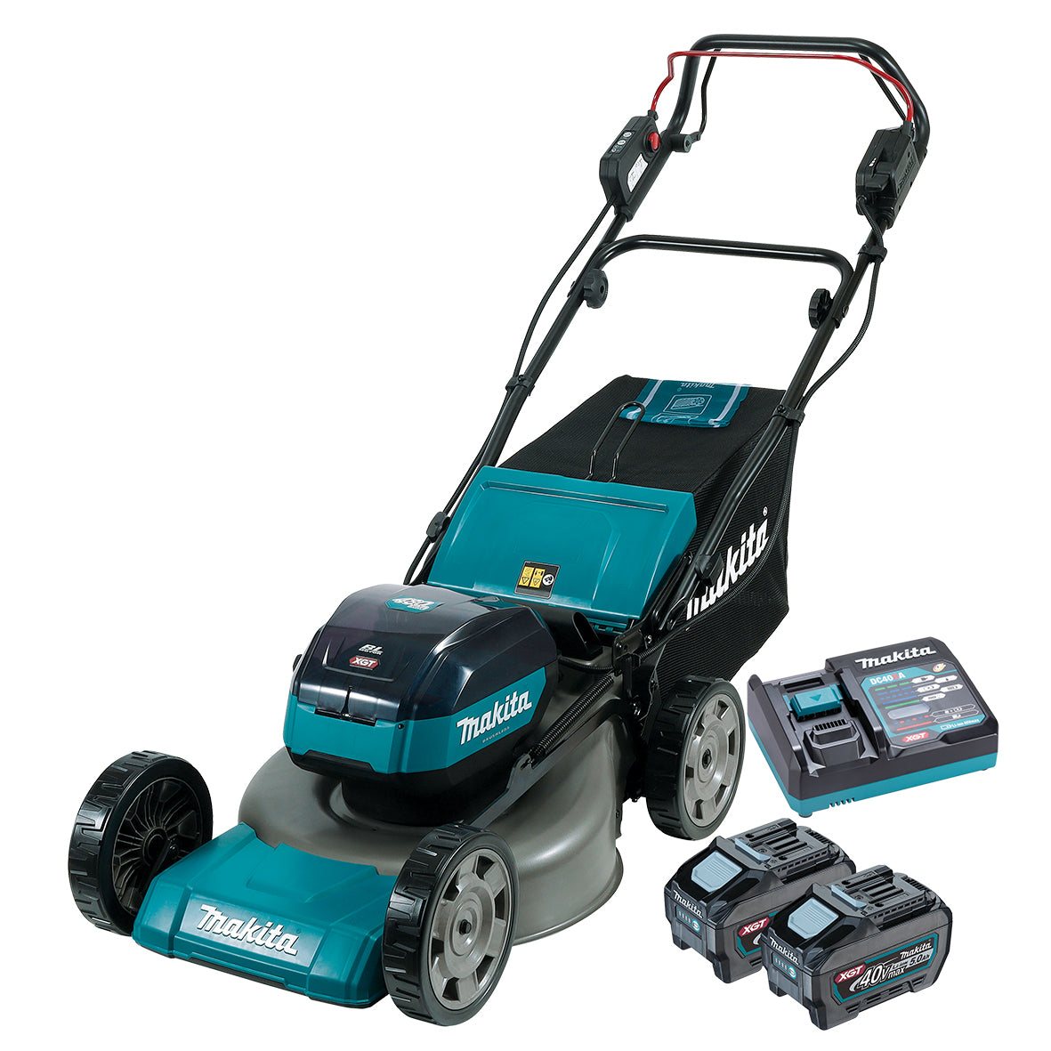 Makita 40V Max BRUSHLESS Self-Propelled 480mm Lawn Mower Kit - Includes 2 x 5.0Ah Batteries & Single Port Rapid Charger (LM001GT203)