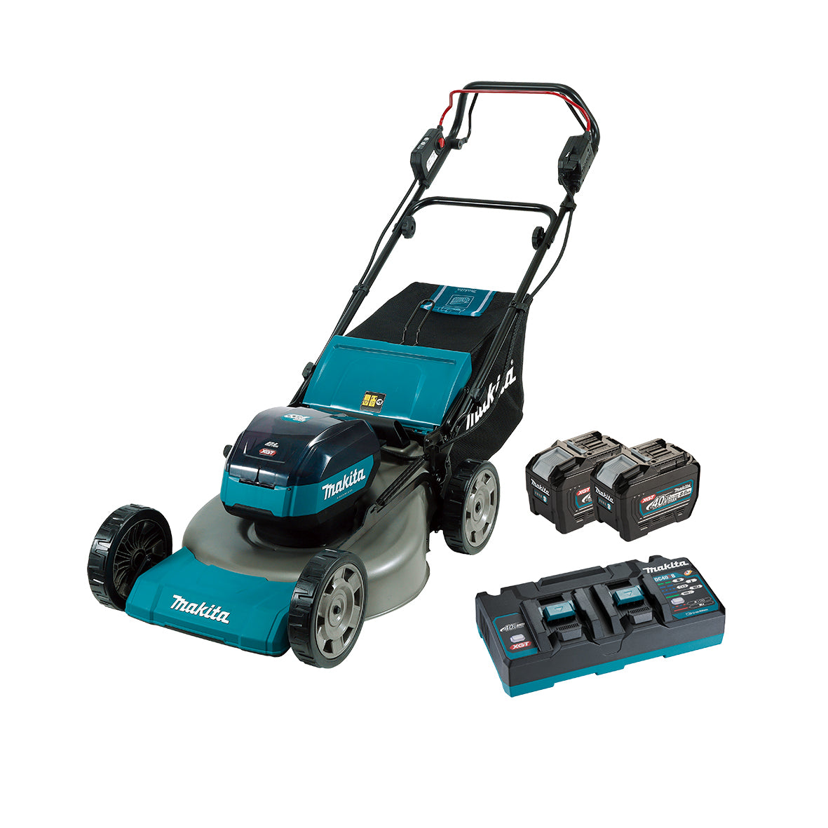 Makita 40V Max BRUSHLESS Self-Propelled 534mm Lawn Mower Kit - Includes 2 x 8.0Ah Batteries & Dual Port Rapid Charger (LM002GL201)