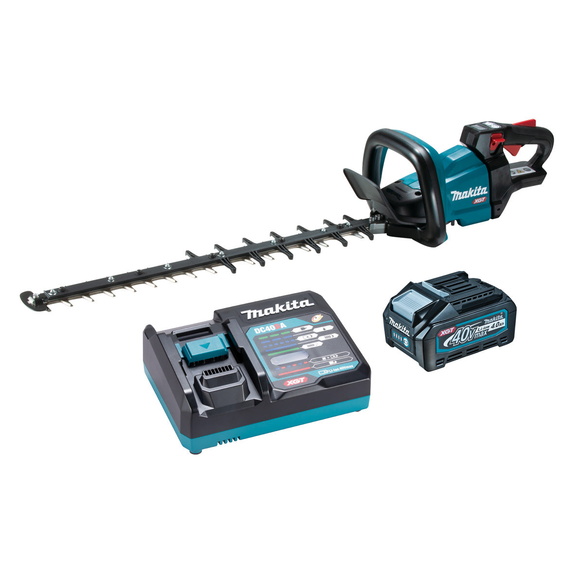 Makita 40V Max BRUSHLESS 600mm Hedge Trimmer Kit, Max branch dia. 21.5mm - Includes 4.0Ah Battery & Single Port Rapid Charger (UH006GM101)