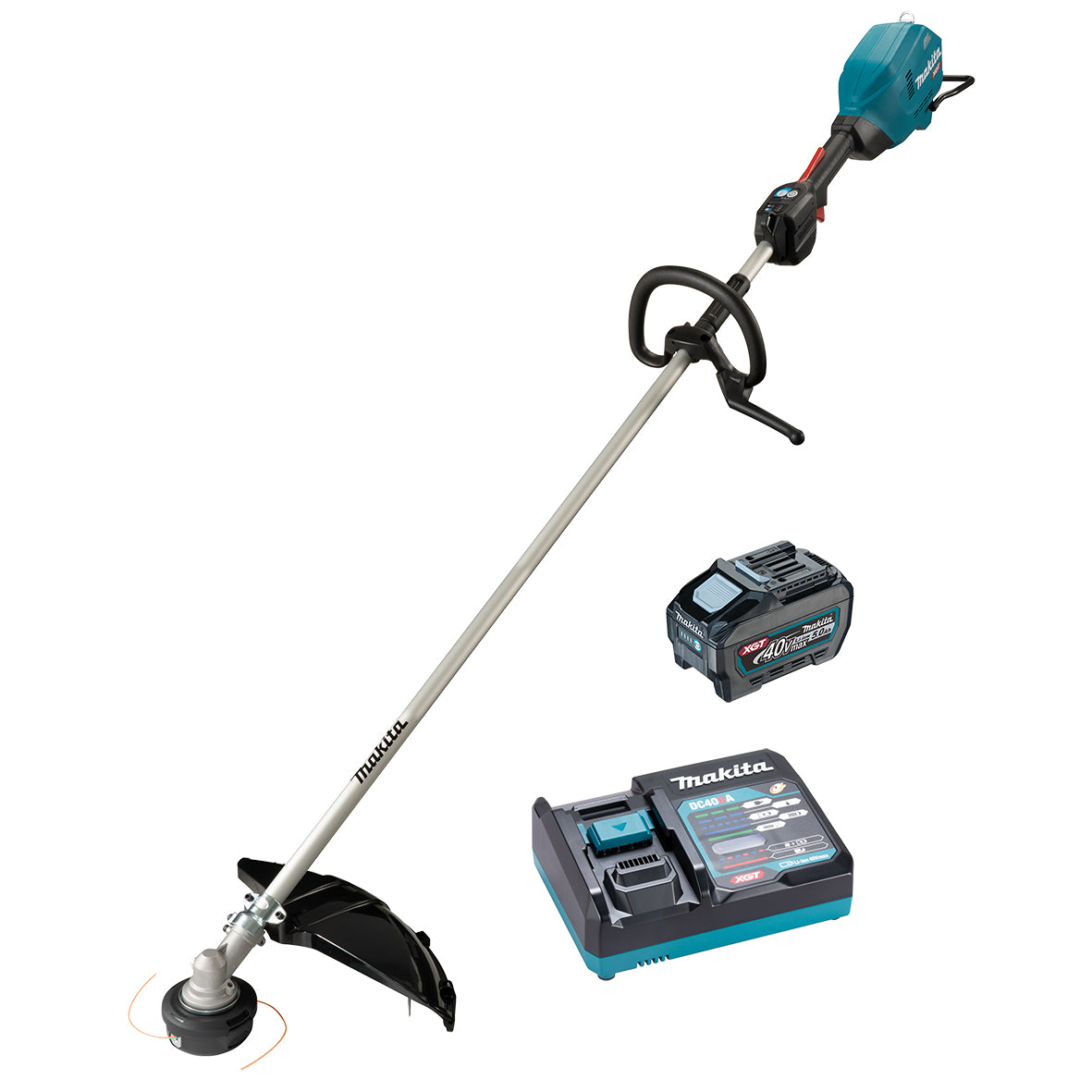 Makita 40V Max BRUSHLESS High Output Loop Handle Brushcutter Kit - Includes 5.0Ah Battery & Single Port Rapid Charger (UR007GT101)