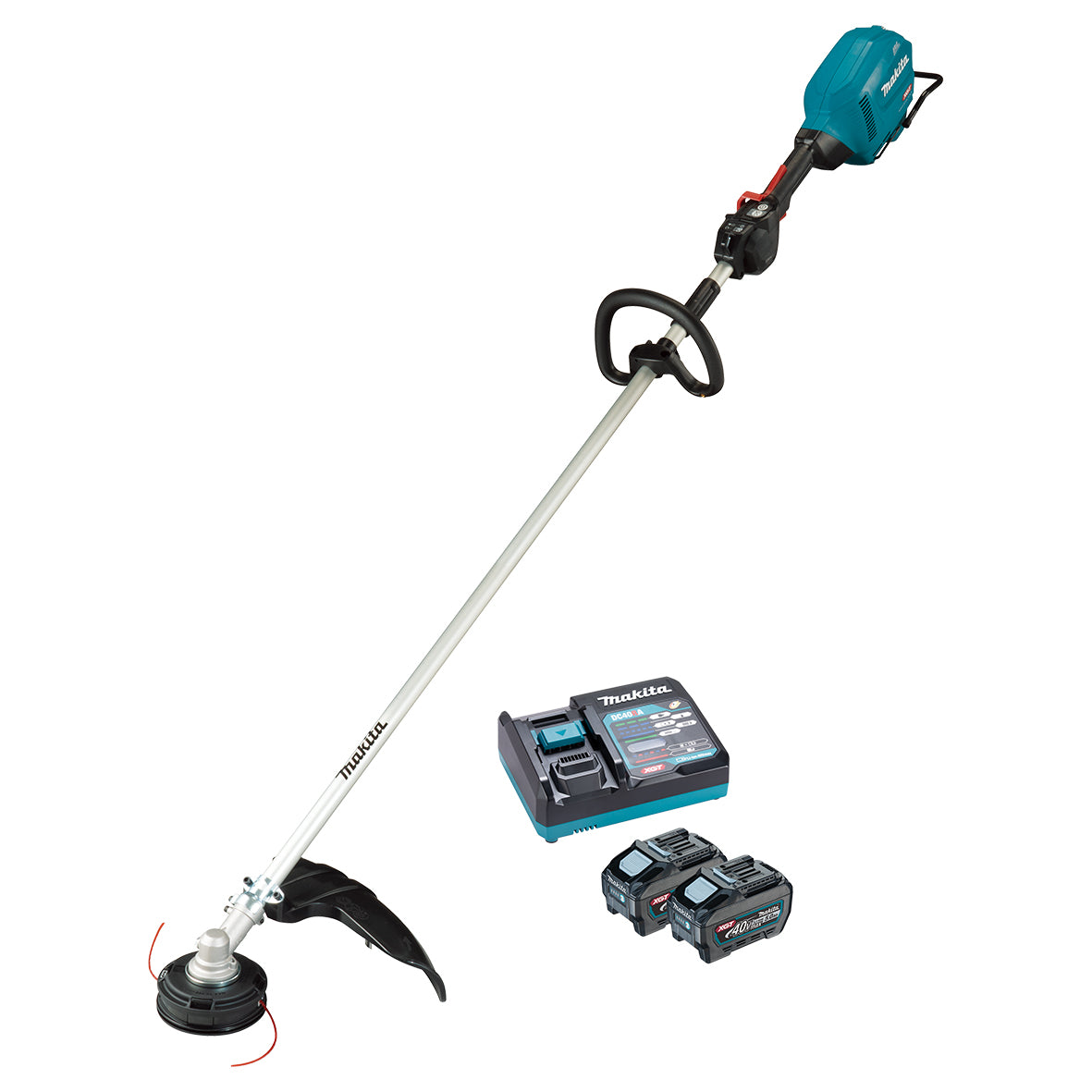 Makita 40V Max BRUSHLESS Loop Handle Brushcutter Kit - Includes 2x 5.0Ah Battery & Single Port Rapid Charger (UR014GT201)