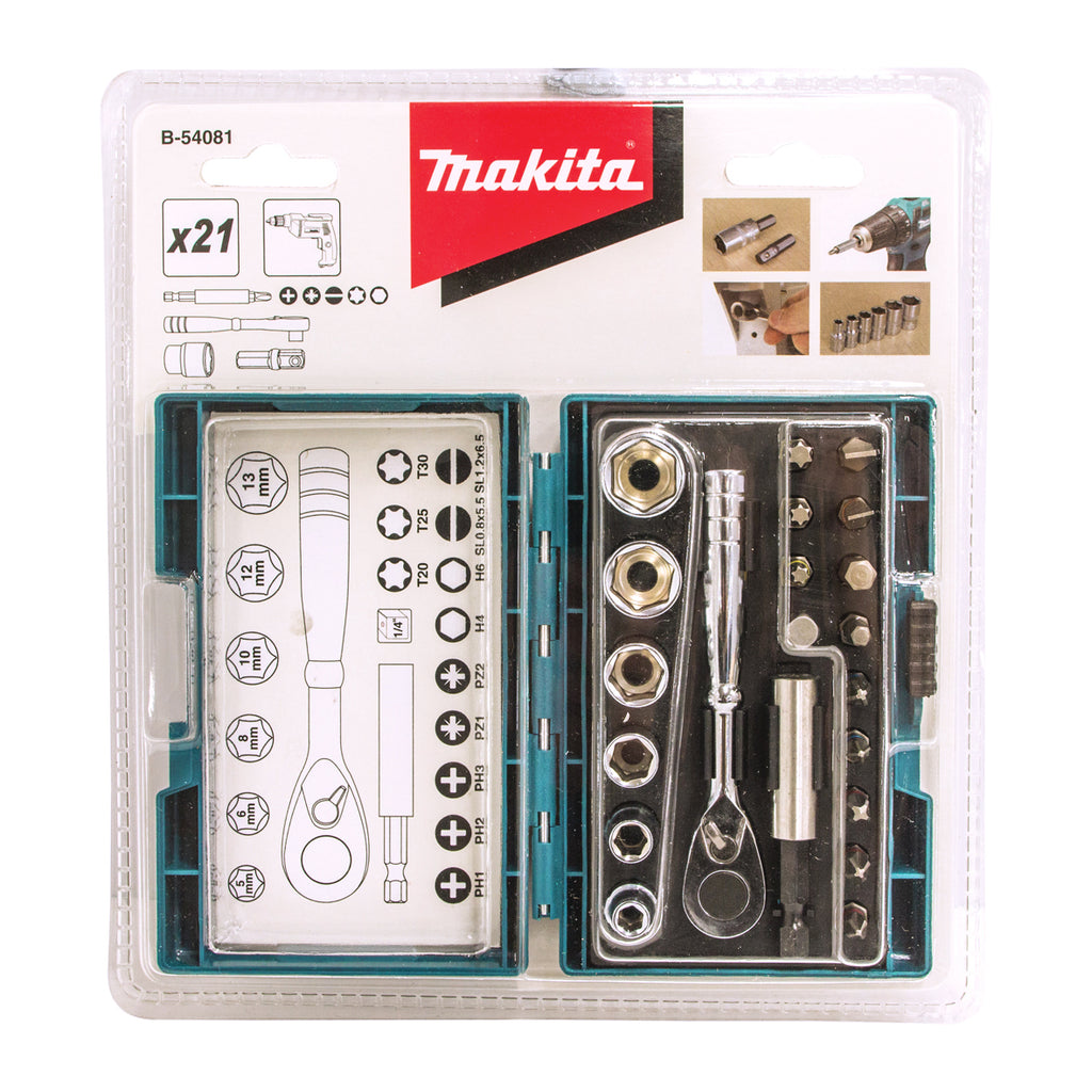 Makita 21pc Mini Rachet Handle Driver & Socket Set (B-54081)